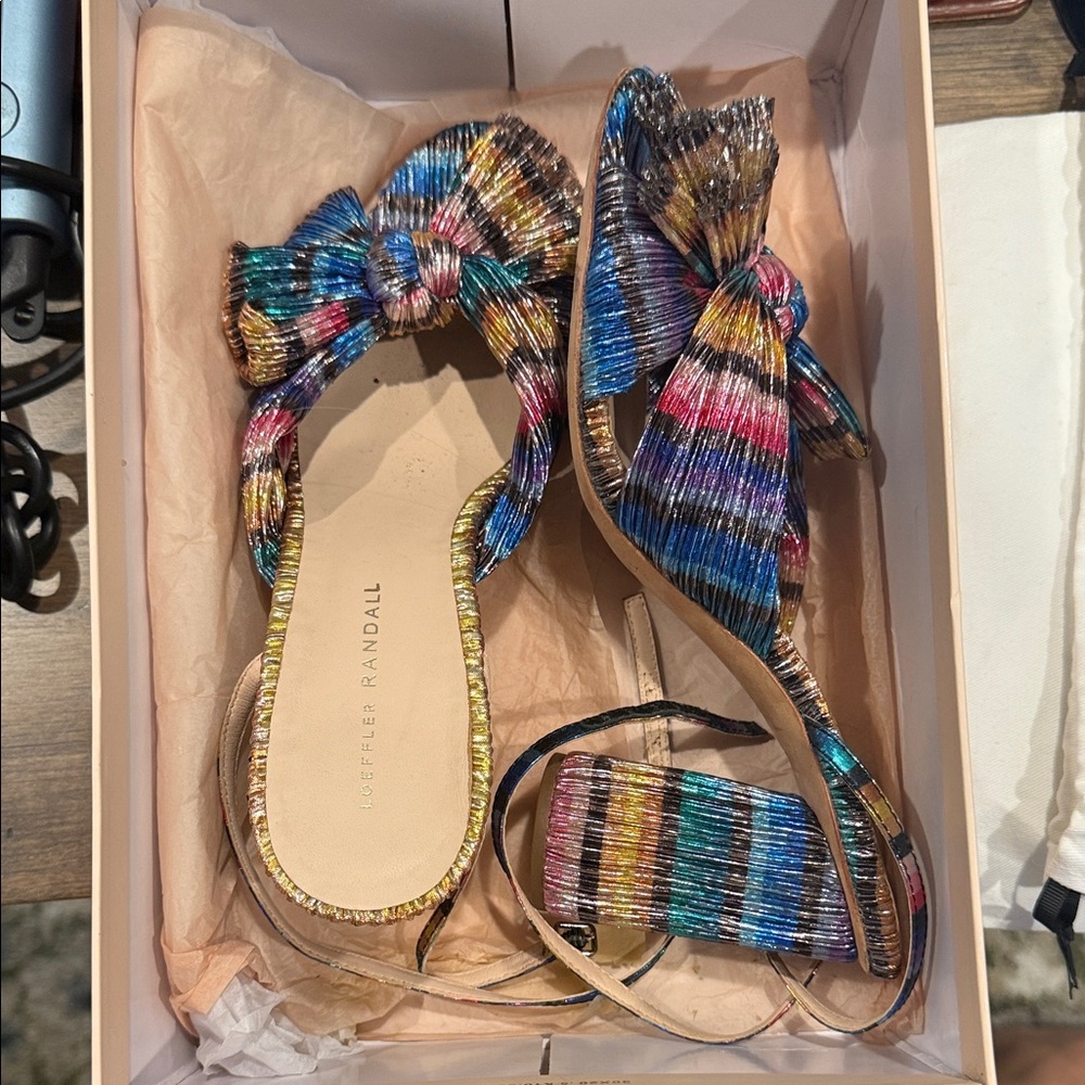Loeffler Randall Vibrant Striped Bow Sandals